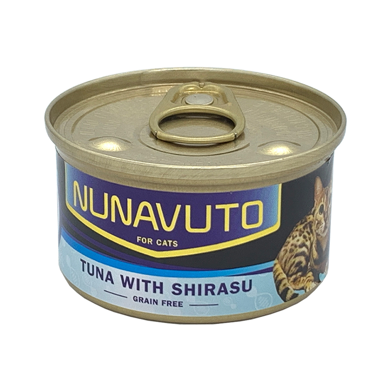 [Nunavuto-貓罐]吞拿魚+白飯魚｜(湯汁肉絲)｜80g｜(Nu06)